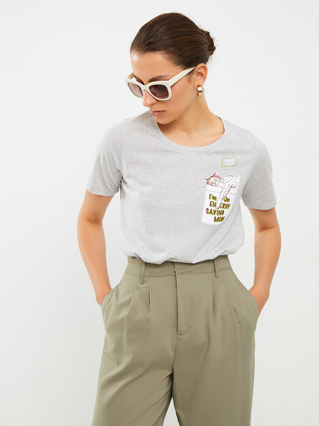 Crew Neck Printed Short Sleeve Women's T-Shirt-3