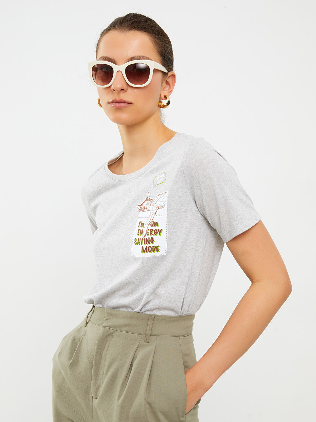 Crew Neck Printed Short Sleeve Women's T-Shirt-4