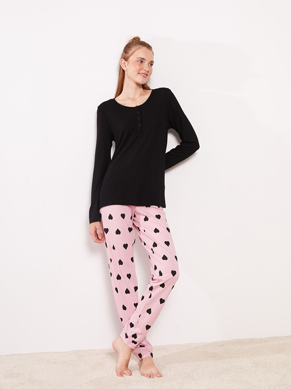 Elastic Waist Patterned Cotton Women's Pajama Bottoms