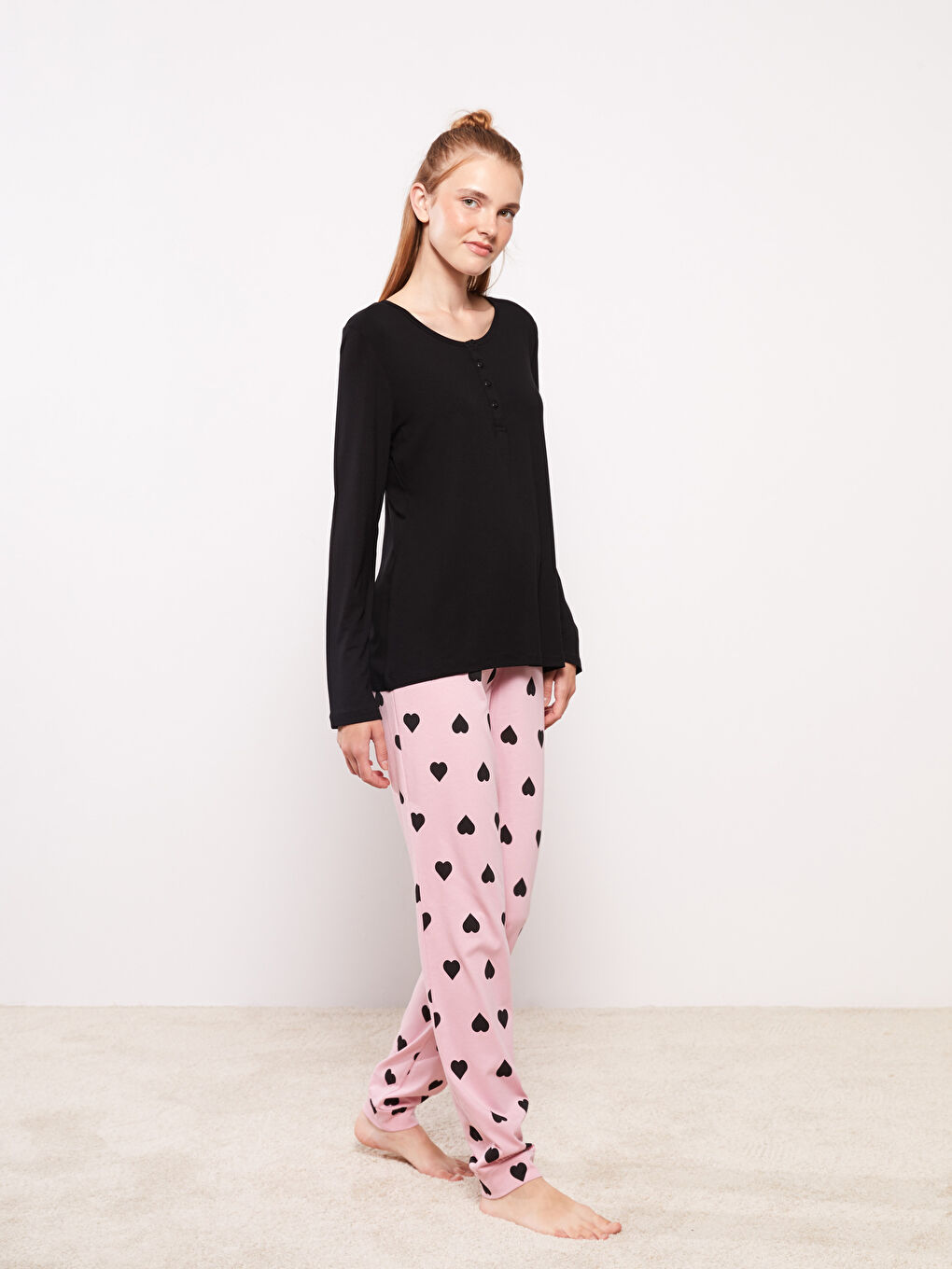 Elastic Waist Patterned Cotton Women's Pajama Bottoms-1