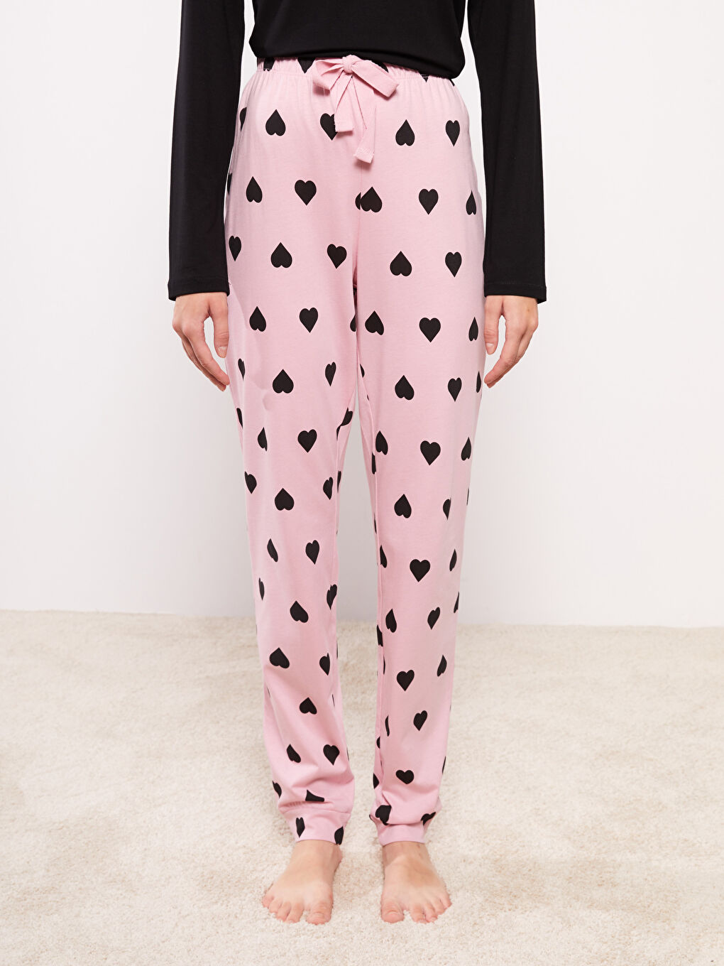 Elastic Waist Patterned Cotton Women's Pajama Bottoms-3