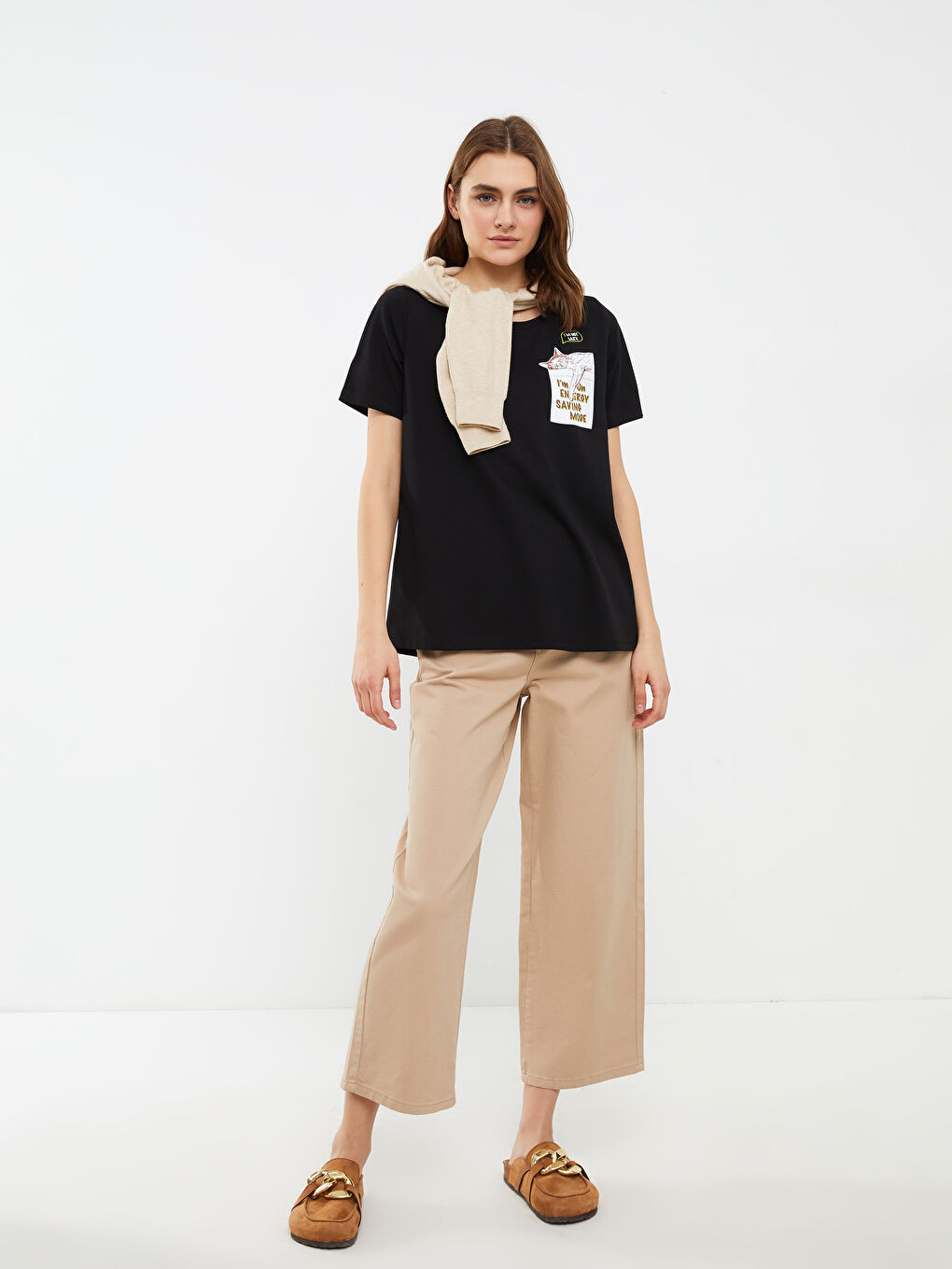 Crew Neck Printed Short Sleeve Women's T-Shirt