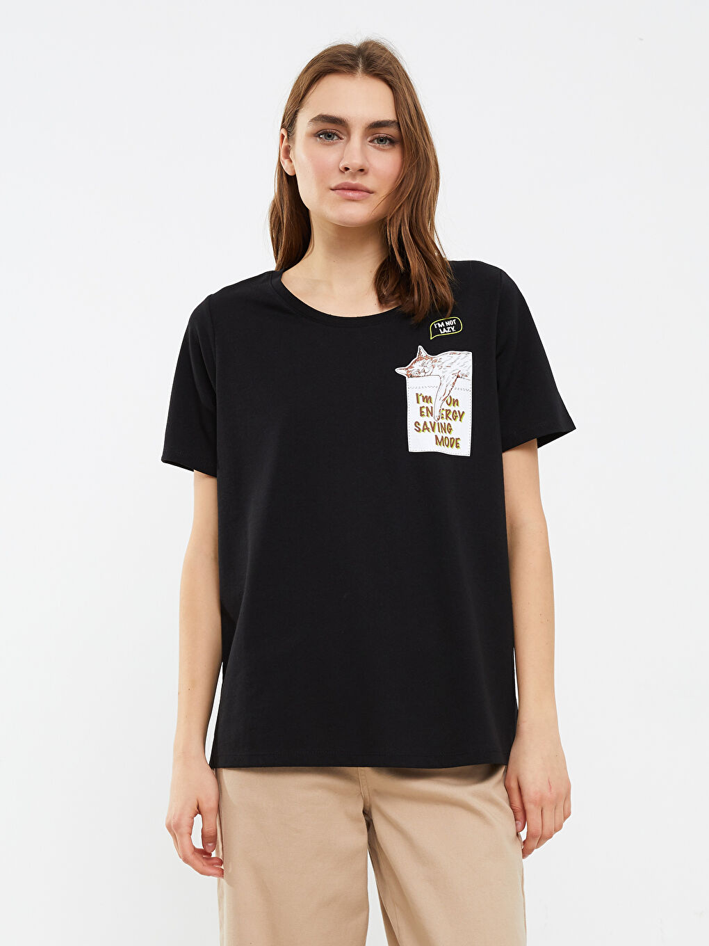 Crew Neck Printed Short Sleeve Women's T-Shirt-1
