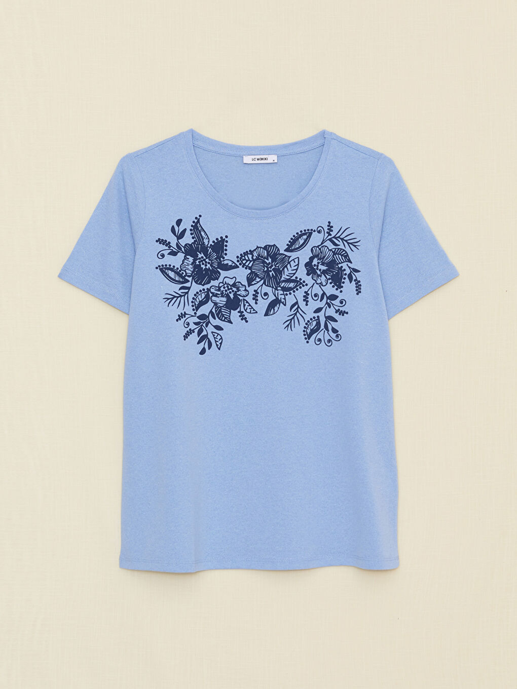 تيشيرت نسائي برقبة دائرية وأكمام قصيرة مطبوع-6