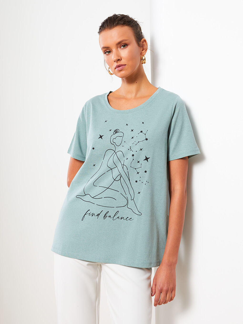 Crew Neck Printed Short Sleeve Women's T-Shirt