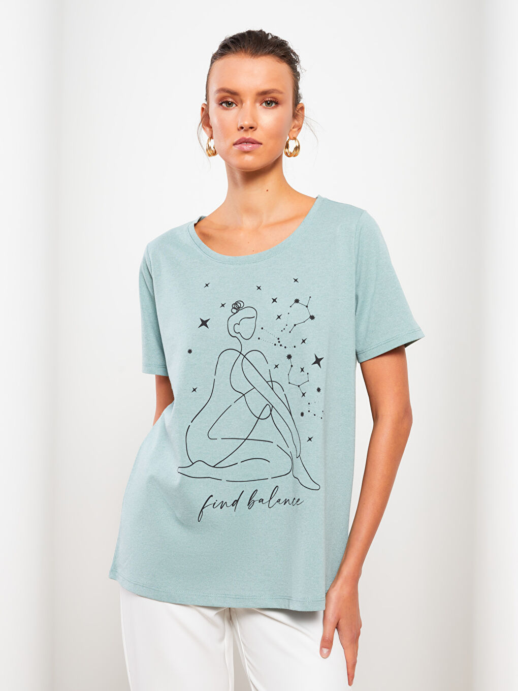 Crew Neck Printed Short Sleeve Women's T-Shirt-1