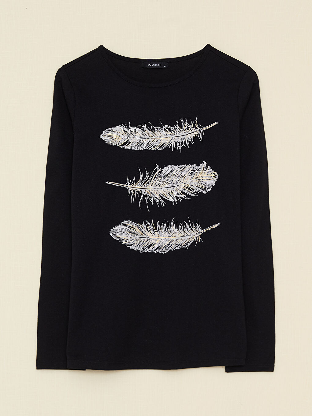 Crew Neck Printed Long Sleeve Women's T-Shirt-6