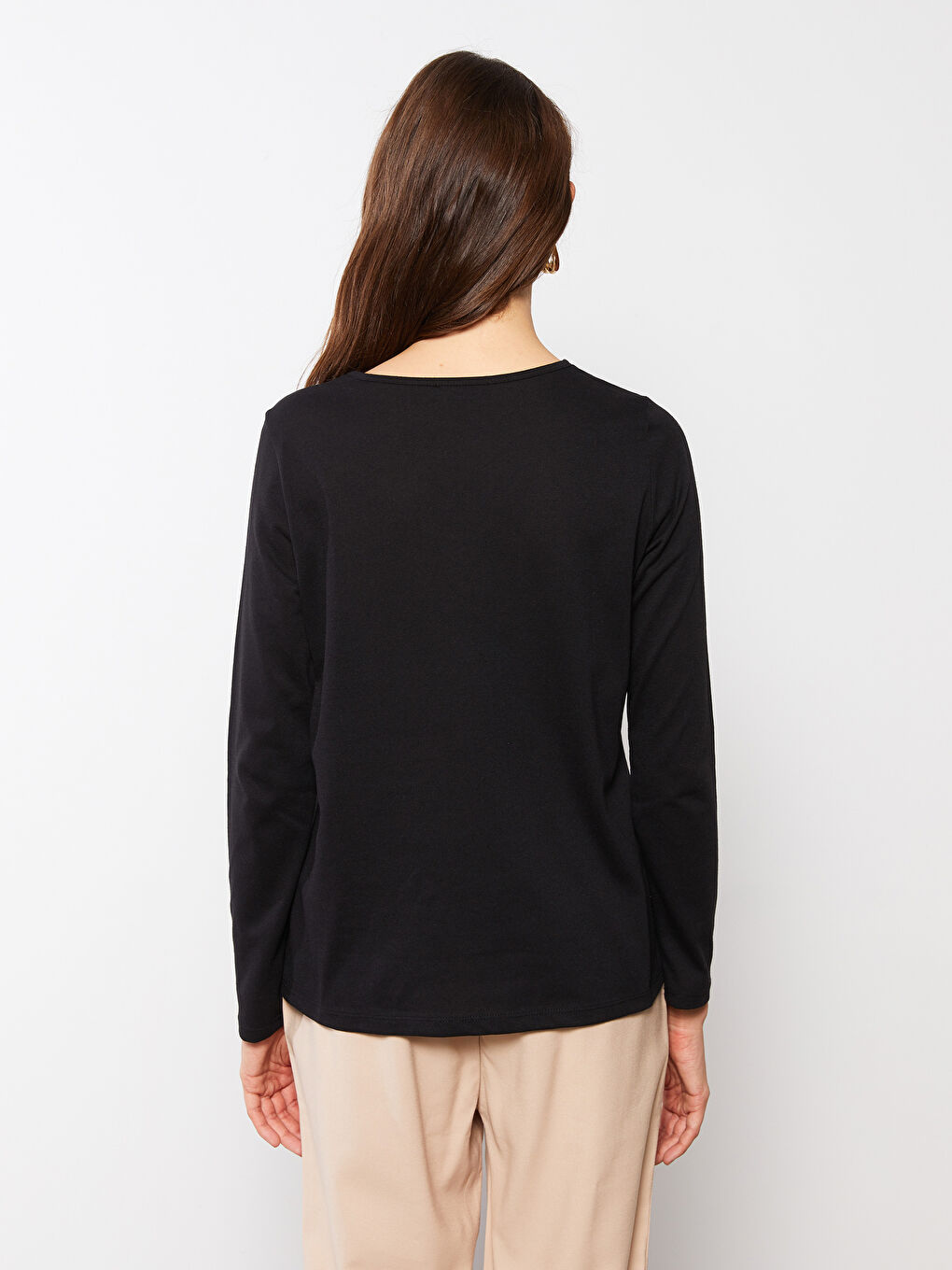 Crew Neck Printed Long Sleeve Women's T-Shirt-5