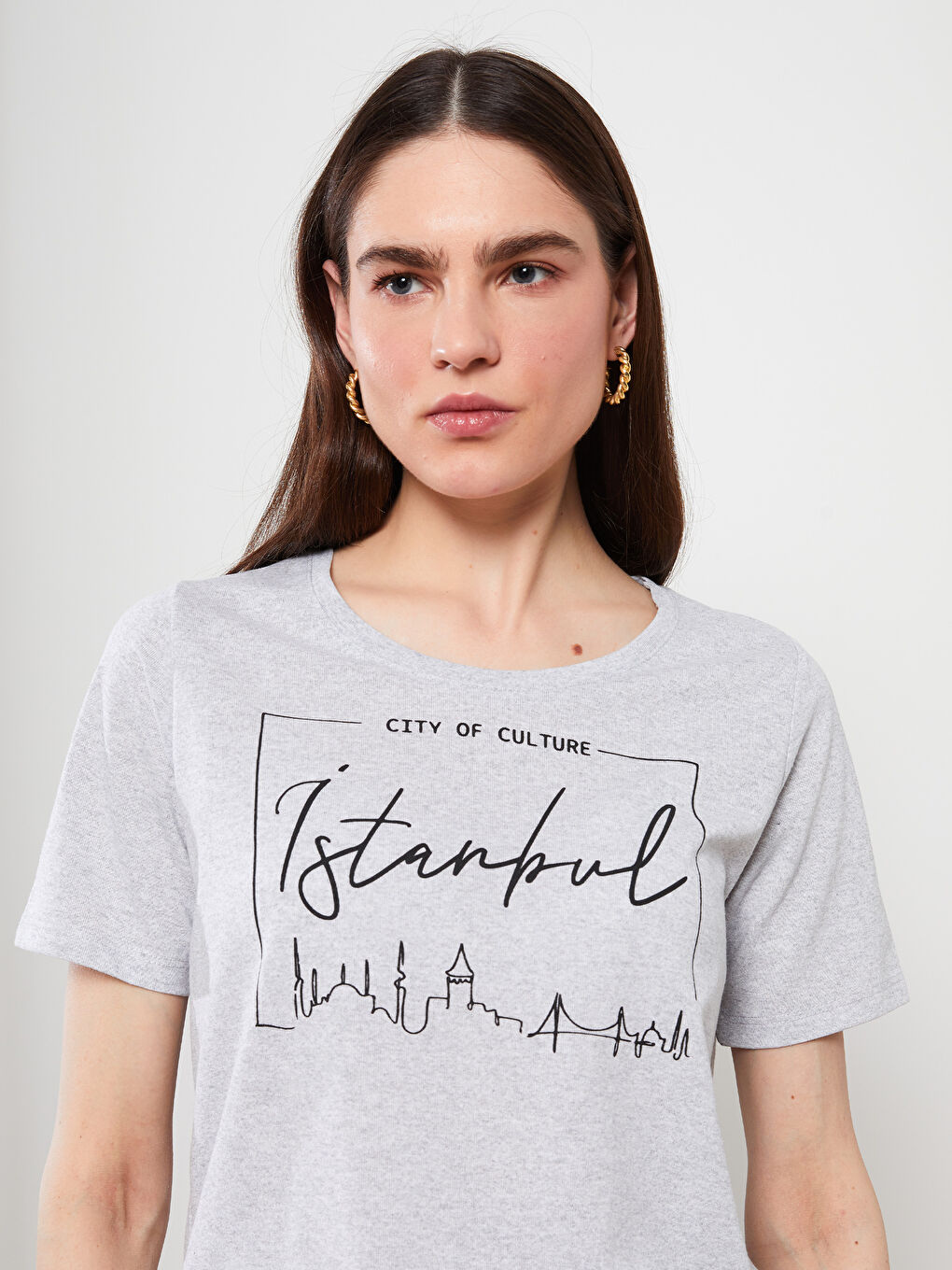 Crew Neck Printed Short Sleeve Women's T-Shirt-2