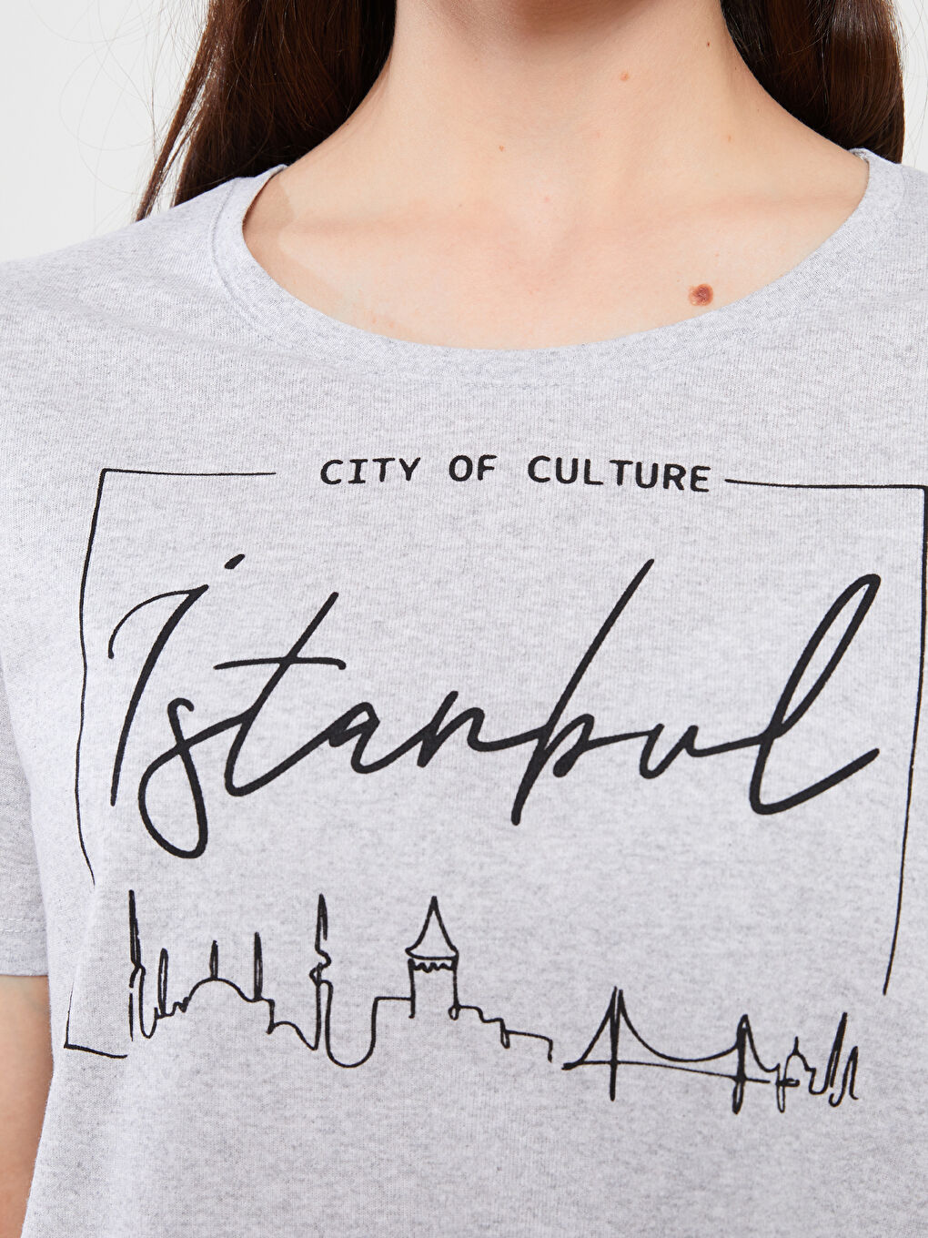 Crew Neck Printed Short Sleeve Women's T-Shirt-3