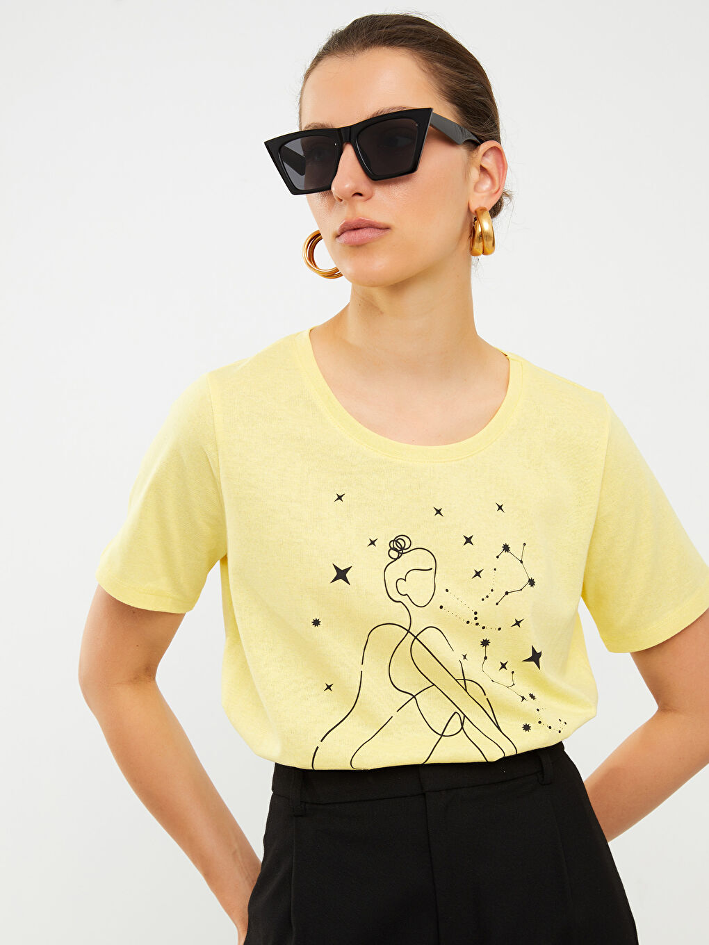 Crew Neck Printed Short Sleeve Women's T-Shirt-2