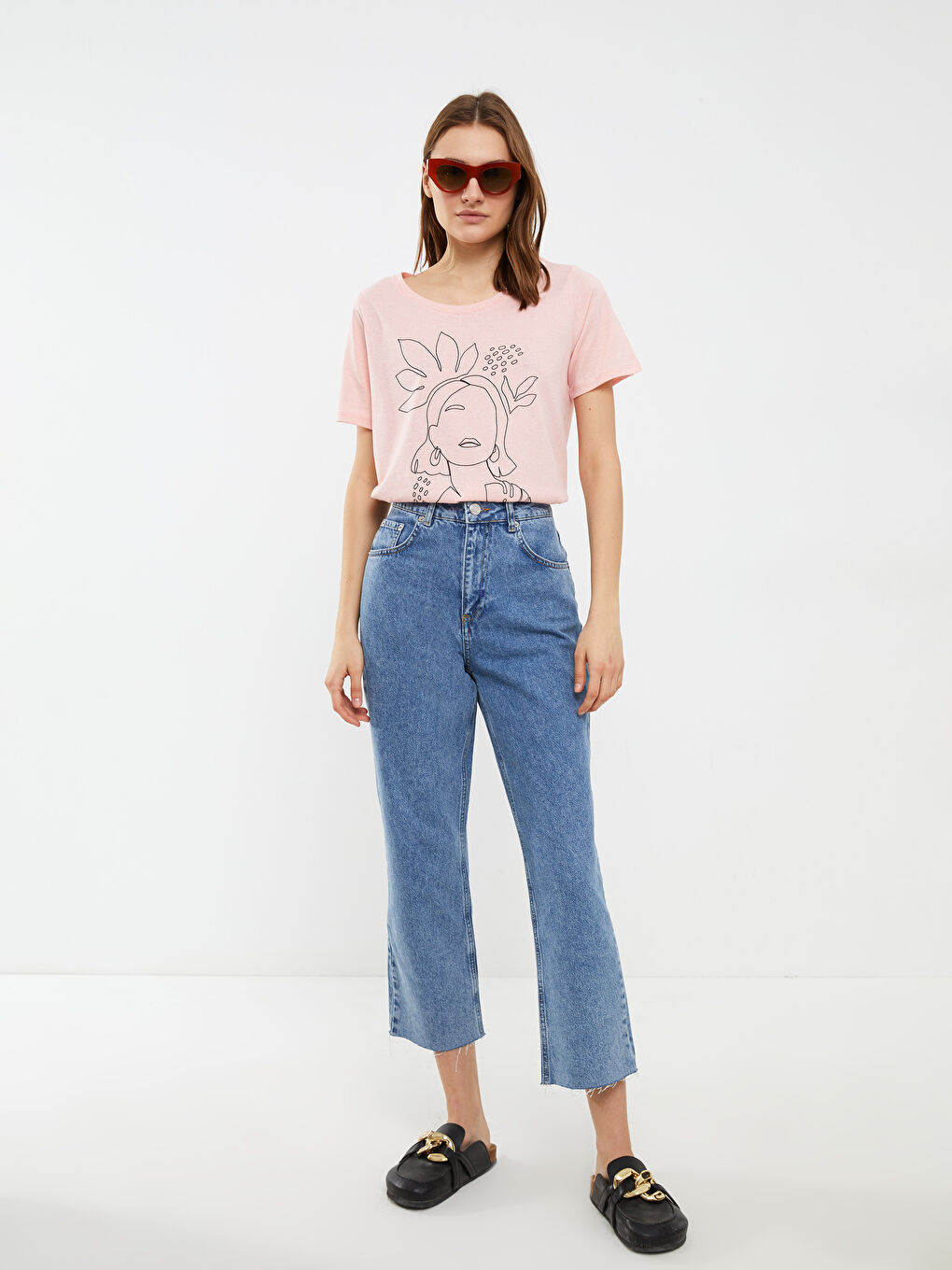 Crew Neck Printed Short Sleeve Women's T-Shirt