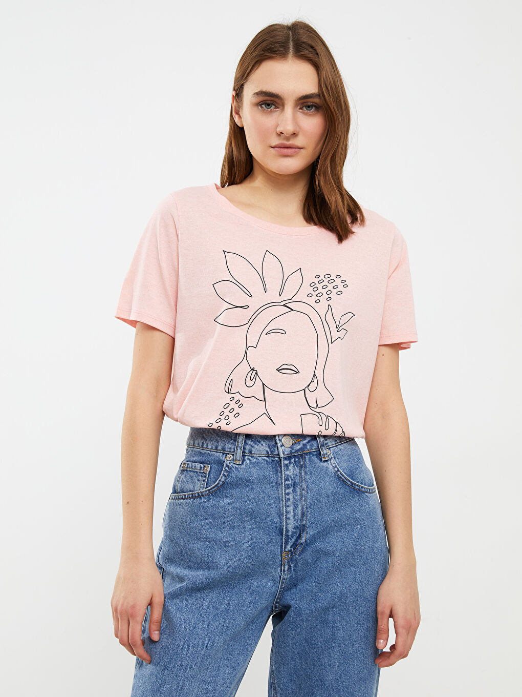 Crew Neck Printed Short Sleeve Women's T-Shirt-2