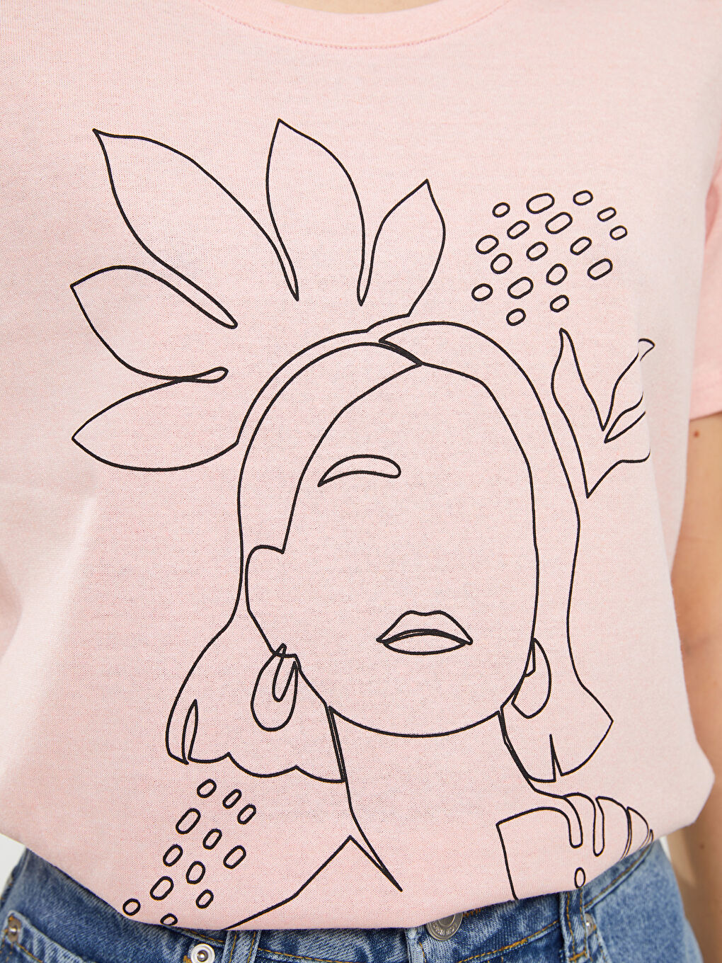 Crew Neck Printed Short Sleeve Women's T-Shirt-3