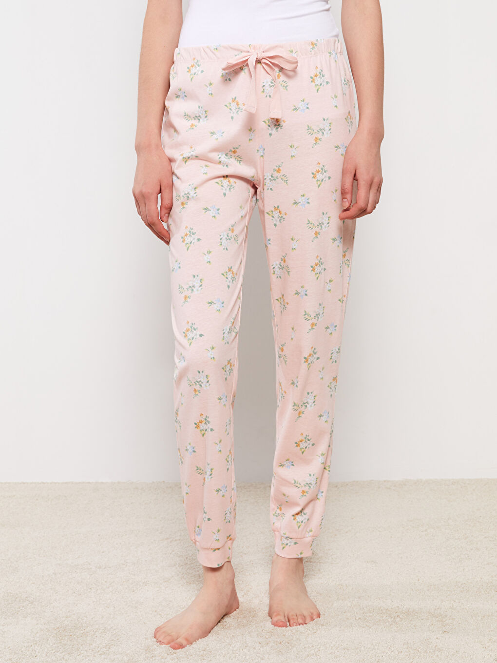 Elastic Waist Patterned Cotton Women's Pajama Bottoms-3