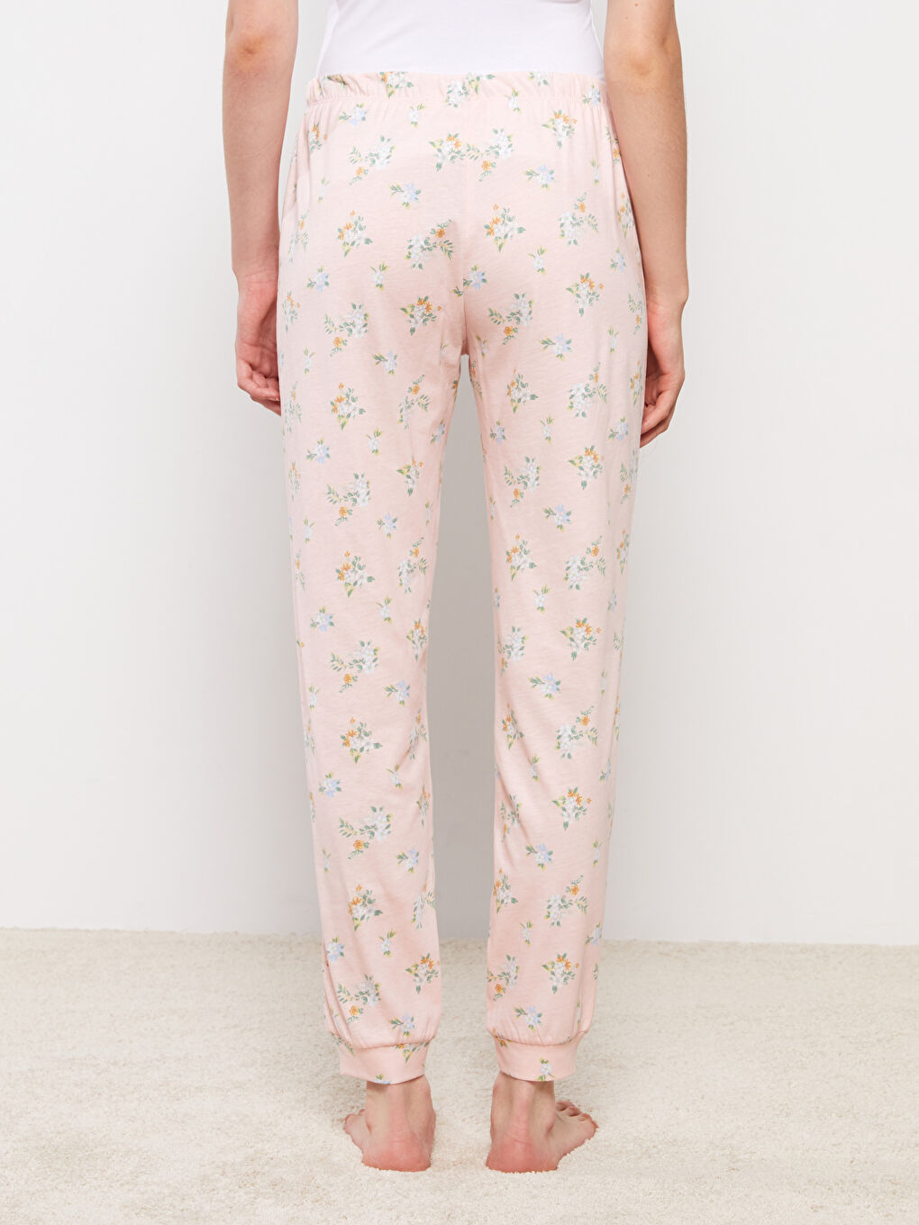 Elastic Waist Patterned Cotton Women's Pajama Bottoms-4