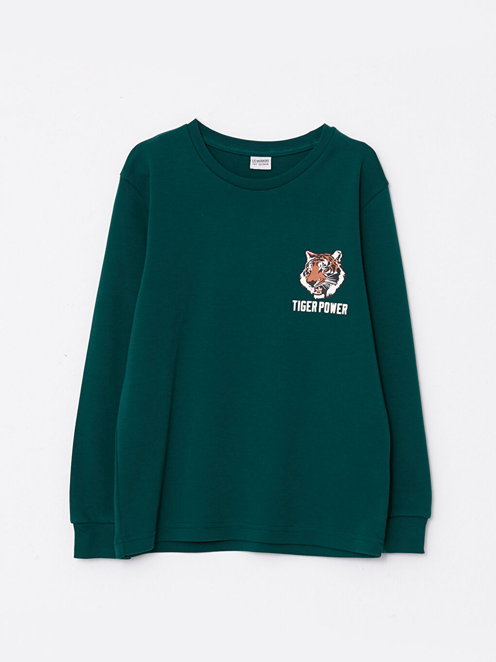 Yeşil Bisiklet Yaka Baskılı Uzun Kollu Erkek Çocuk Tişört