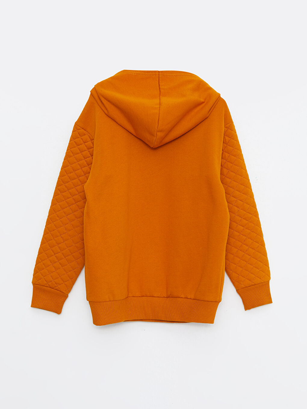 Sarı Kapüşonlu Kapitone Desenli Uzun Kollu Erkek Çocuk Sweatshirt-1