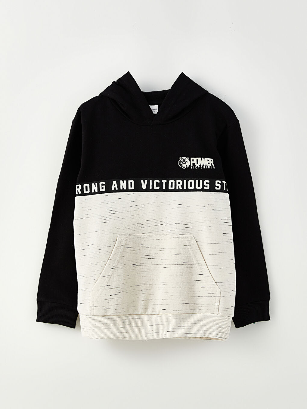 Bej Kapüşonlu Baskılı Uzun Kollu Erkek Çocuk Sweatshirt ve Eşofman Altı-1