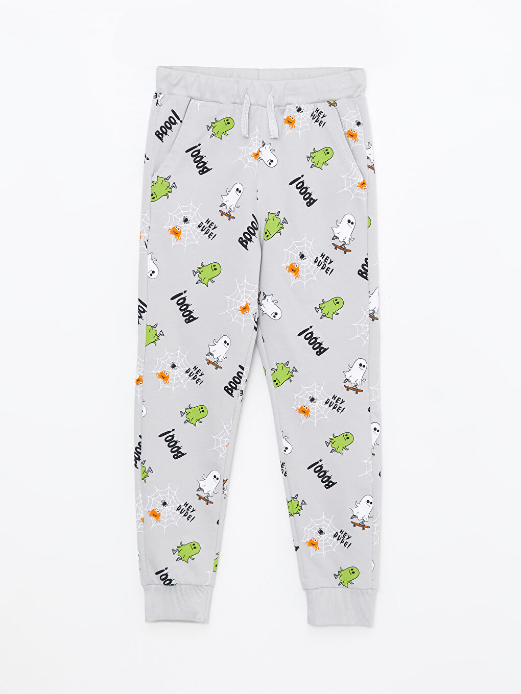 Gri Beli Lastikli Baskılı Erkek Çocuk Jogger Eşofman Altı