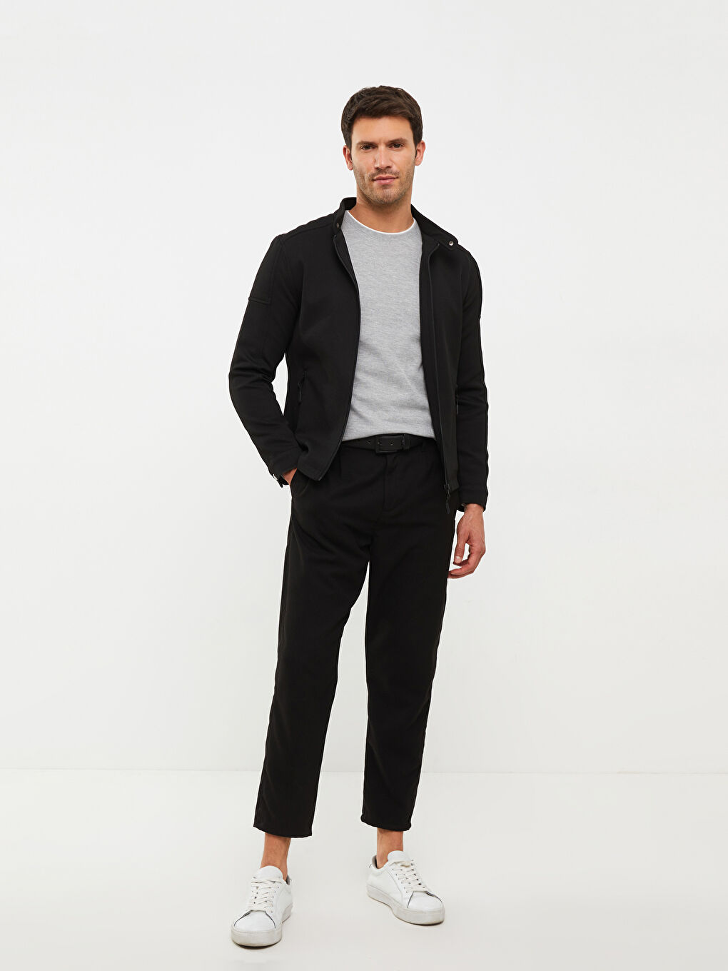 Standard Fit Biker Neck Men's Coat-1