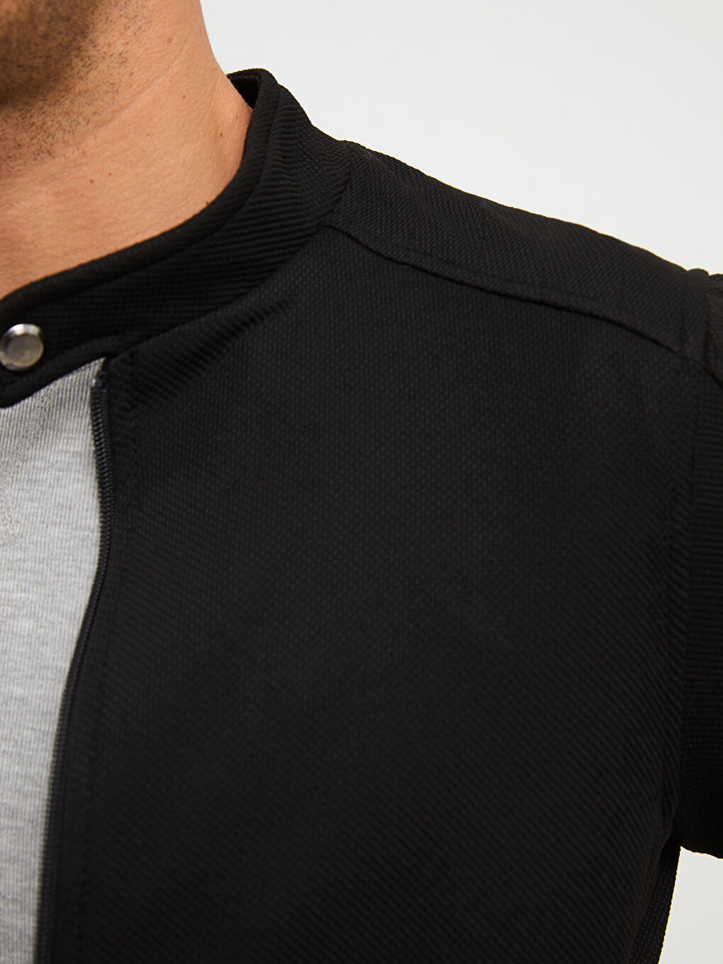 Standard Fit Biker Neck Men's Coat-2