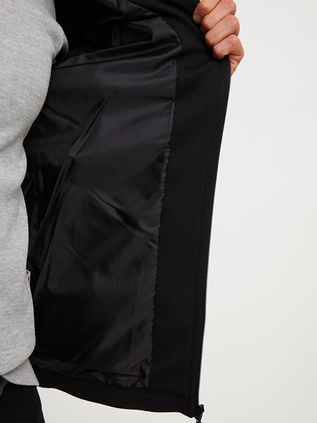 Standard Fit Biker Neck Men's Coat-3