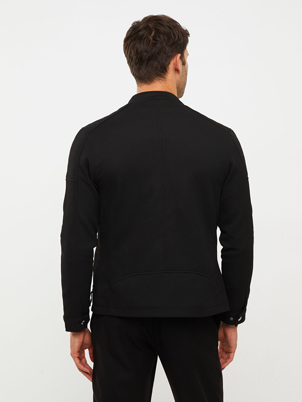 Standard Fit Biker Neck Men's Coat-4