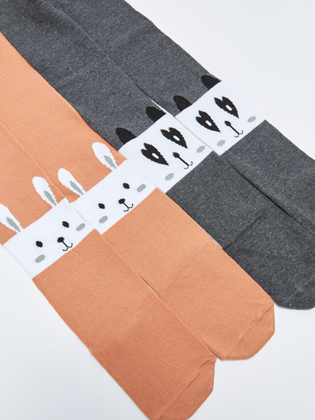 Kahverengi Desenli Kız Çocuk Külotlu Çorap 2'li-1