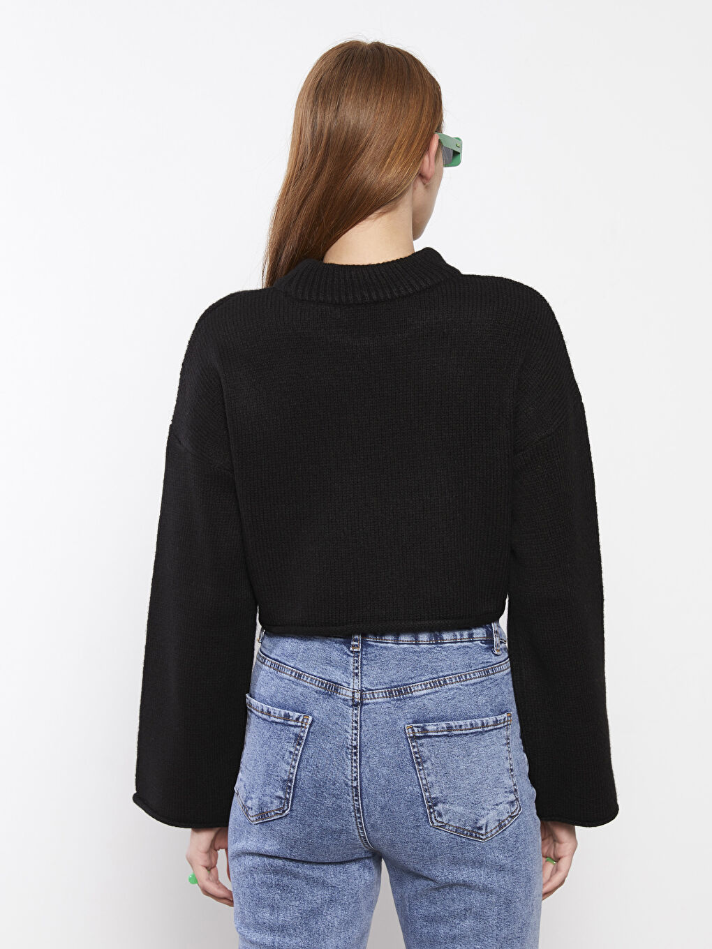 Siyah Yarım Balıkçı Yaka Kadın Triko Kazak-3