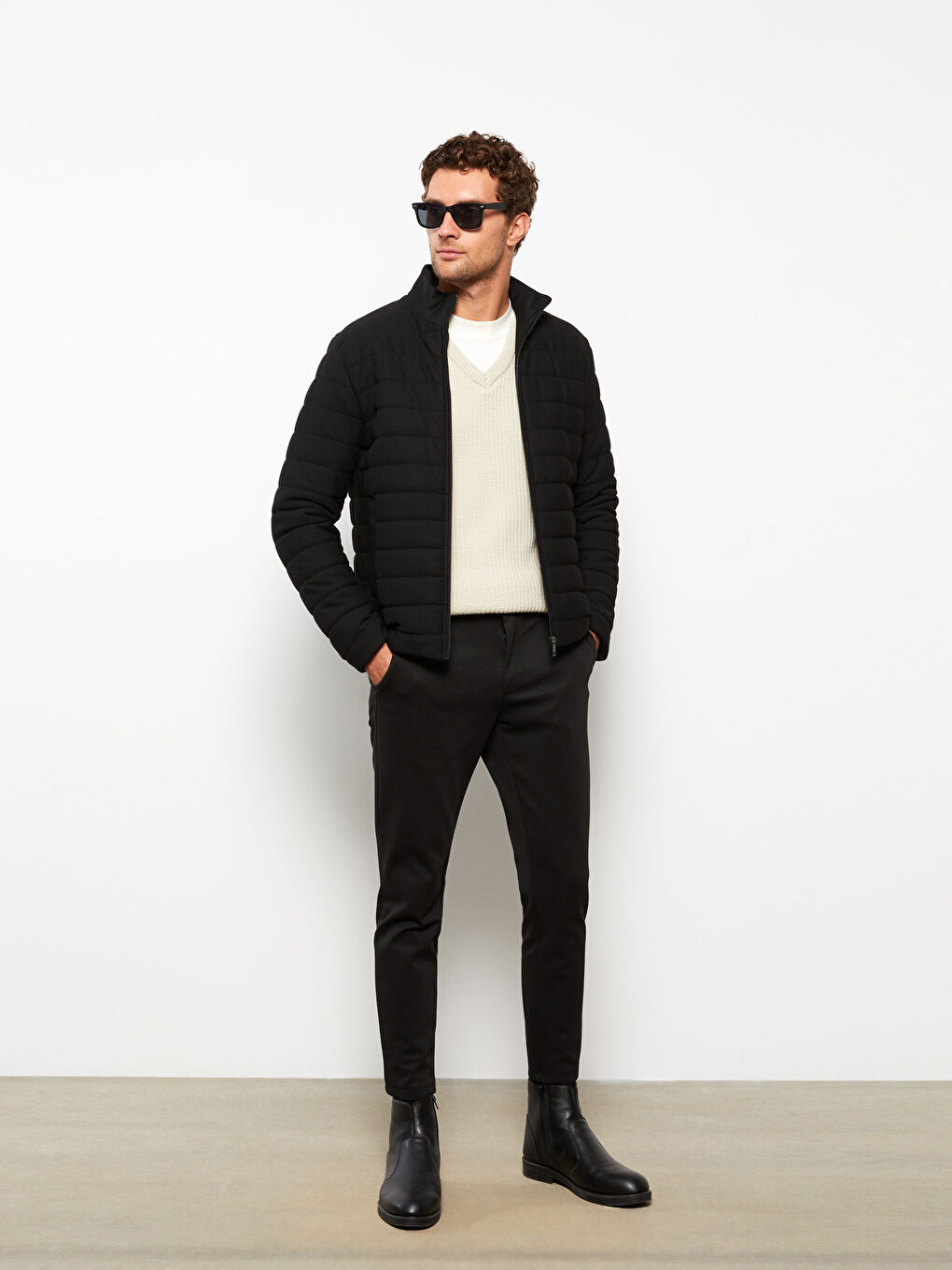 Standard Fit Funnel Neck Men's Coat-1