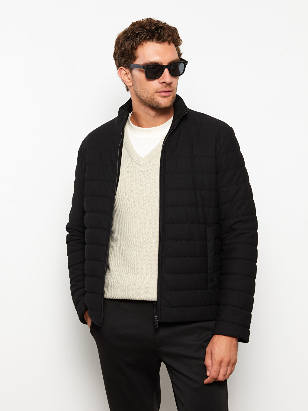 Standard Fit Funnel Neck Men's Coat-2