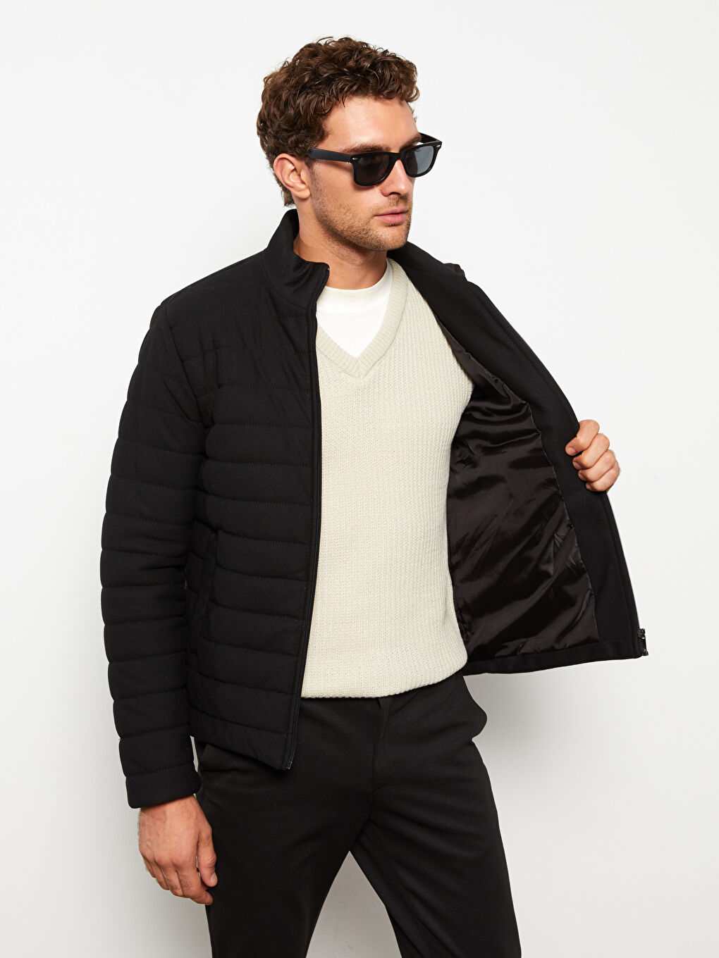 Standard Fit Funnel Neck Men's Coat-3