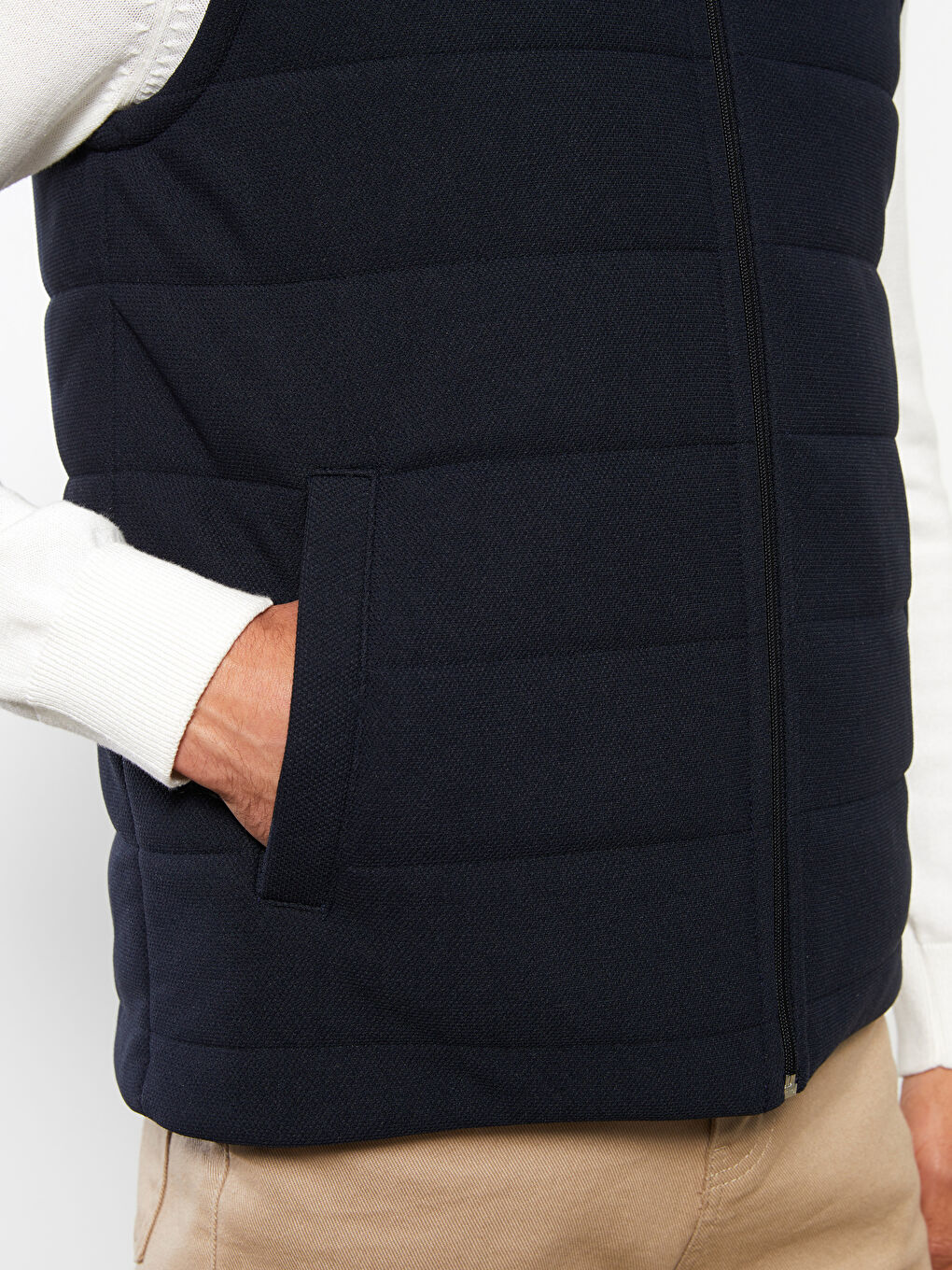 Lacivert Standart Kalıp Dik Yaka Erkek Yelek-3