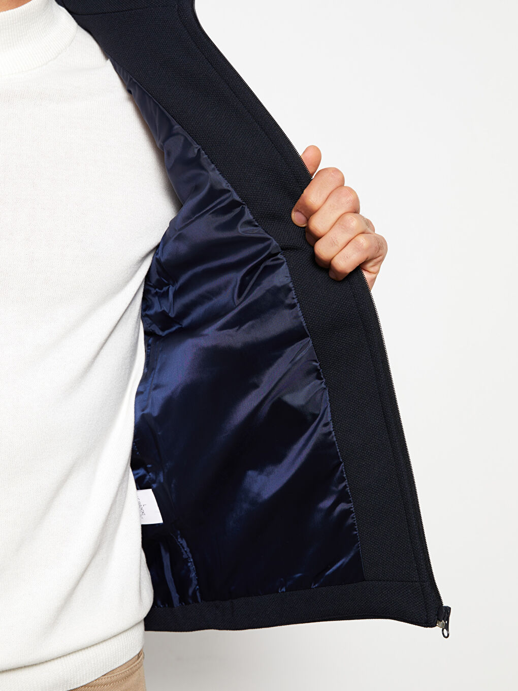 Lacivert Standart Kalıp Dik Yaka Erkek Yelek-4