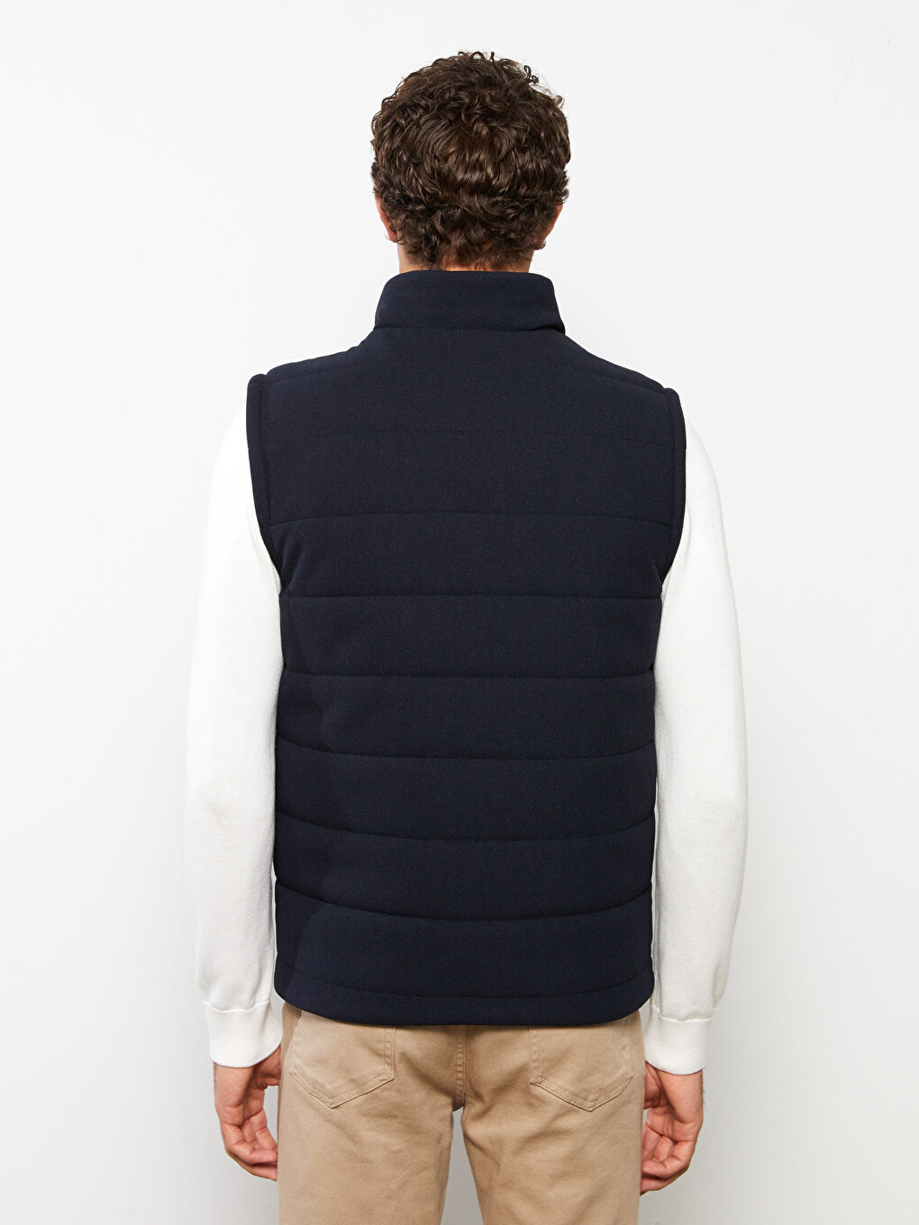 Lacivert Standart Kalıp Dik Yaka Erkek Yelek-5