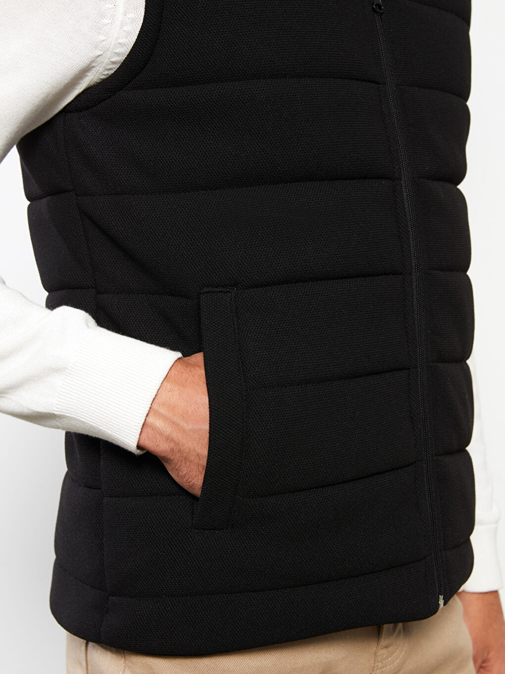 Siyah Standart Kalıp Dik Yaka Erkek Yelek-3