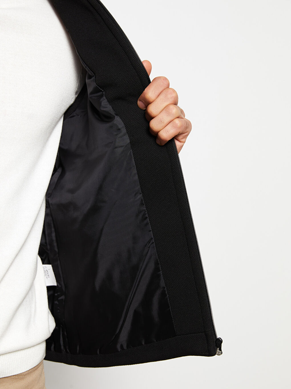 Siyah Standart Kalıp Dik Yaka Erkek Yelek-4