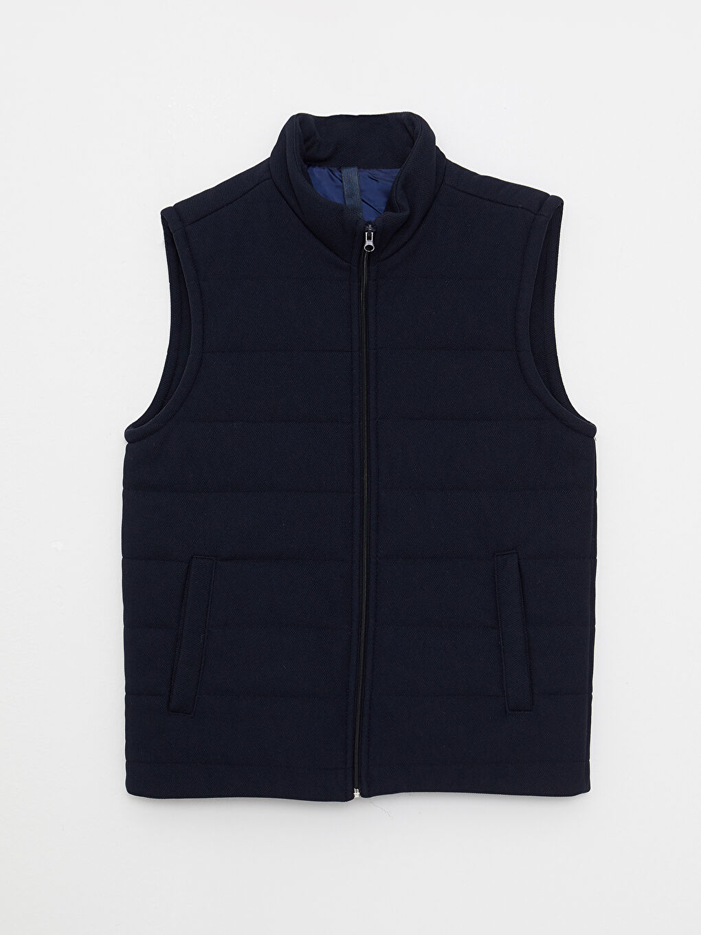 Lacivert Standart Kalıp Dik Yaka Erkek Yelek-6