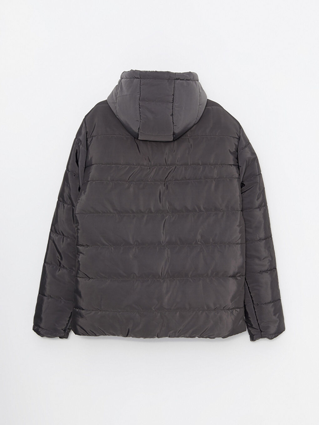 Antrasit Standart Kalıp Kapüşonlu Erkek Şişme Mont-7