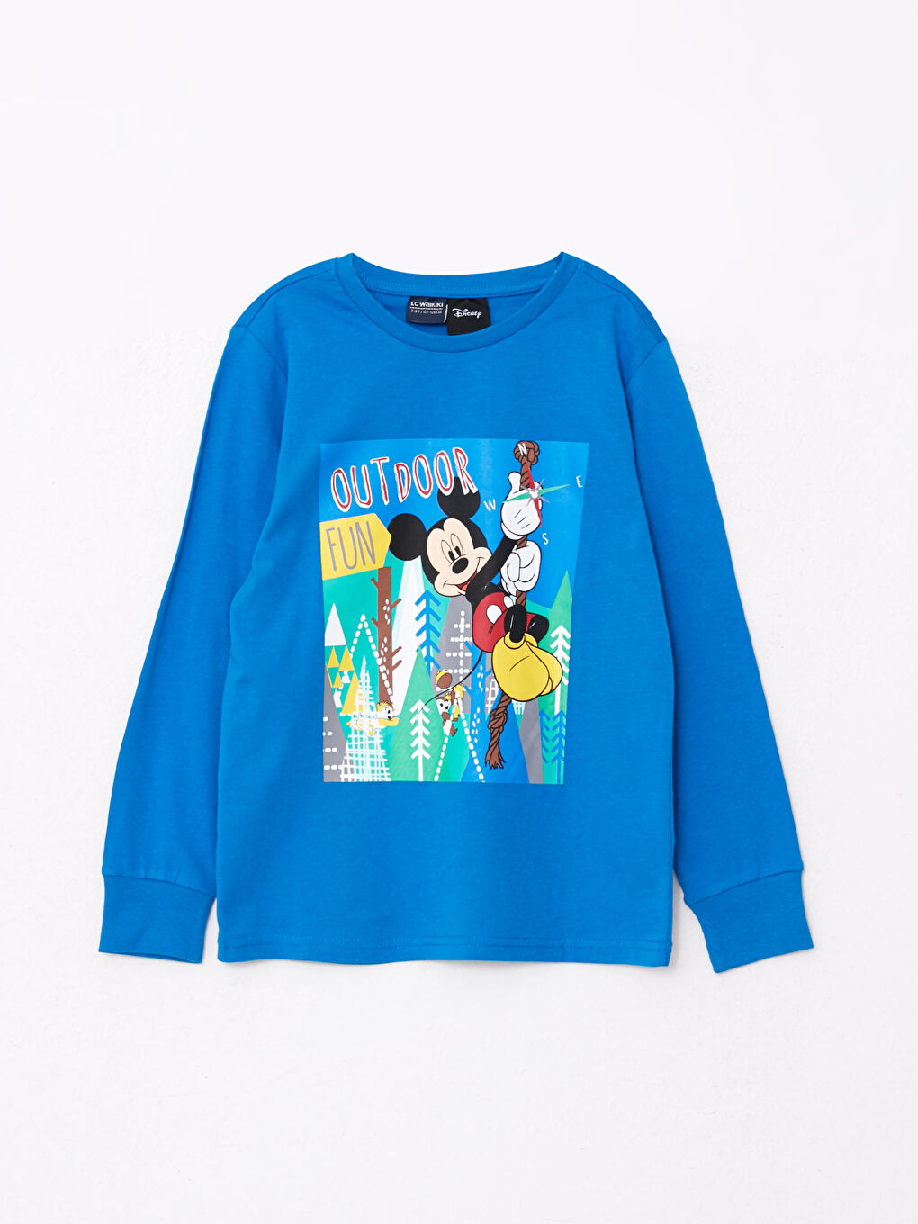 Mavi Bisiklet Yaka Mickey Mouse Baskılı Uzun Kollu Erkek Çocuk Pijama Takımı-1