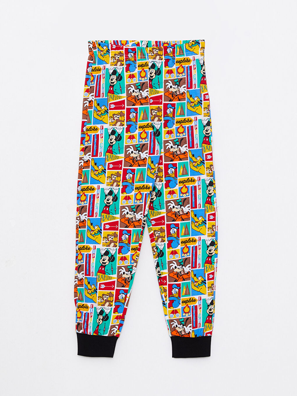 Set de pijama băieți cu mânecă lungă imprimat Mickey Mouse și guler rotund-6