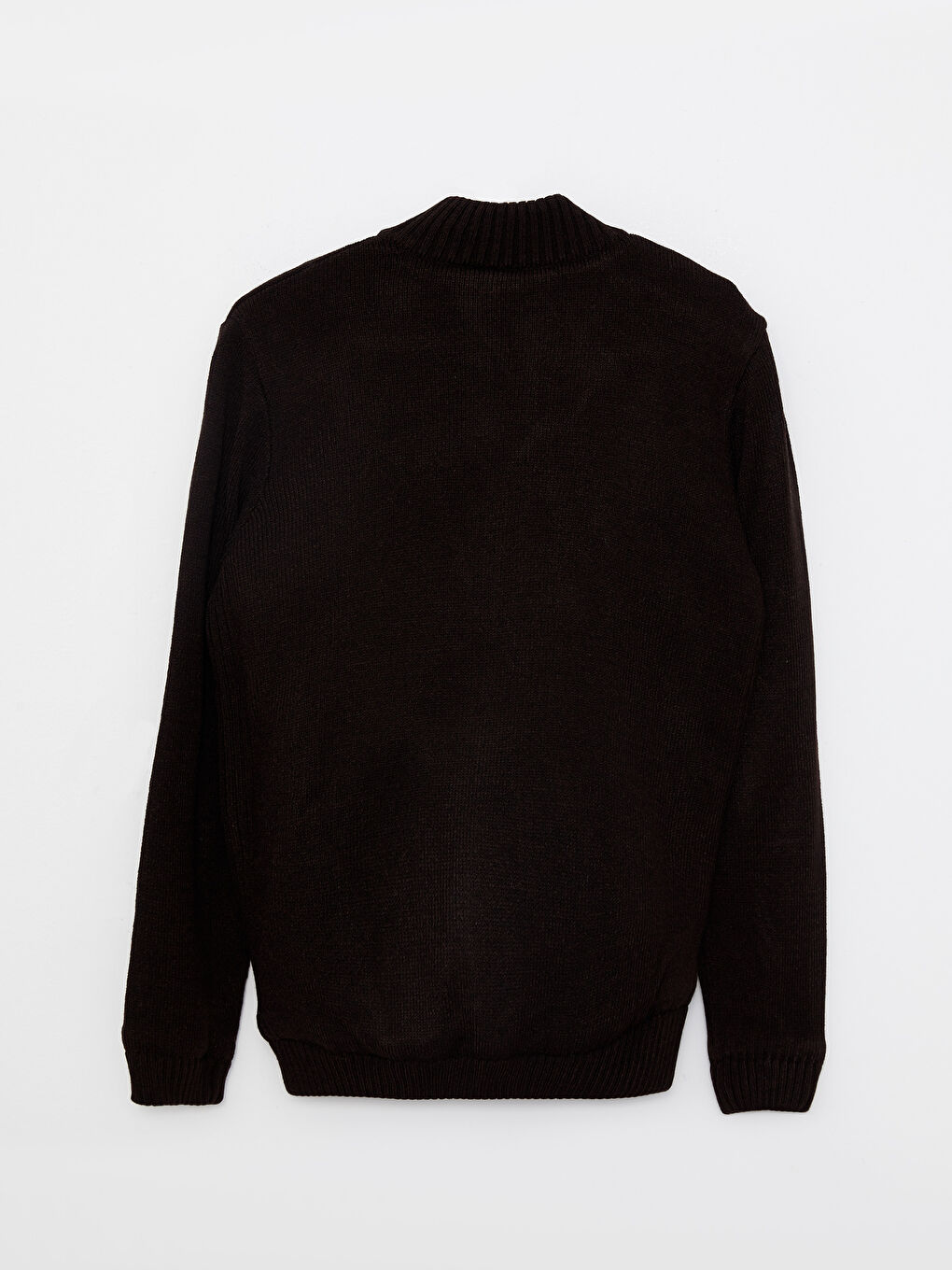 Kahverengi Standart Kalıp Dik Yaka Uzun Kollu Erkek Triko Hırka-6