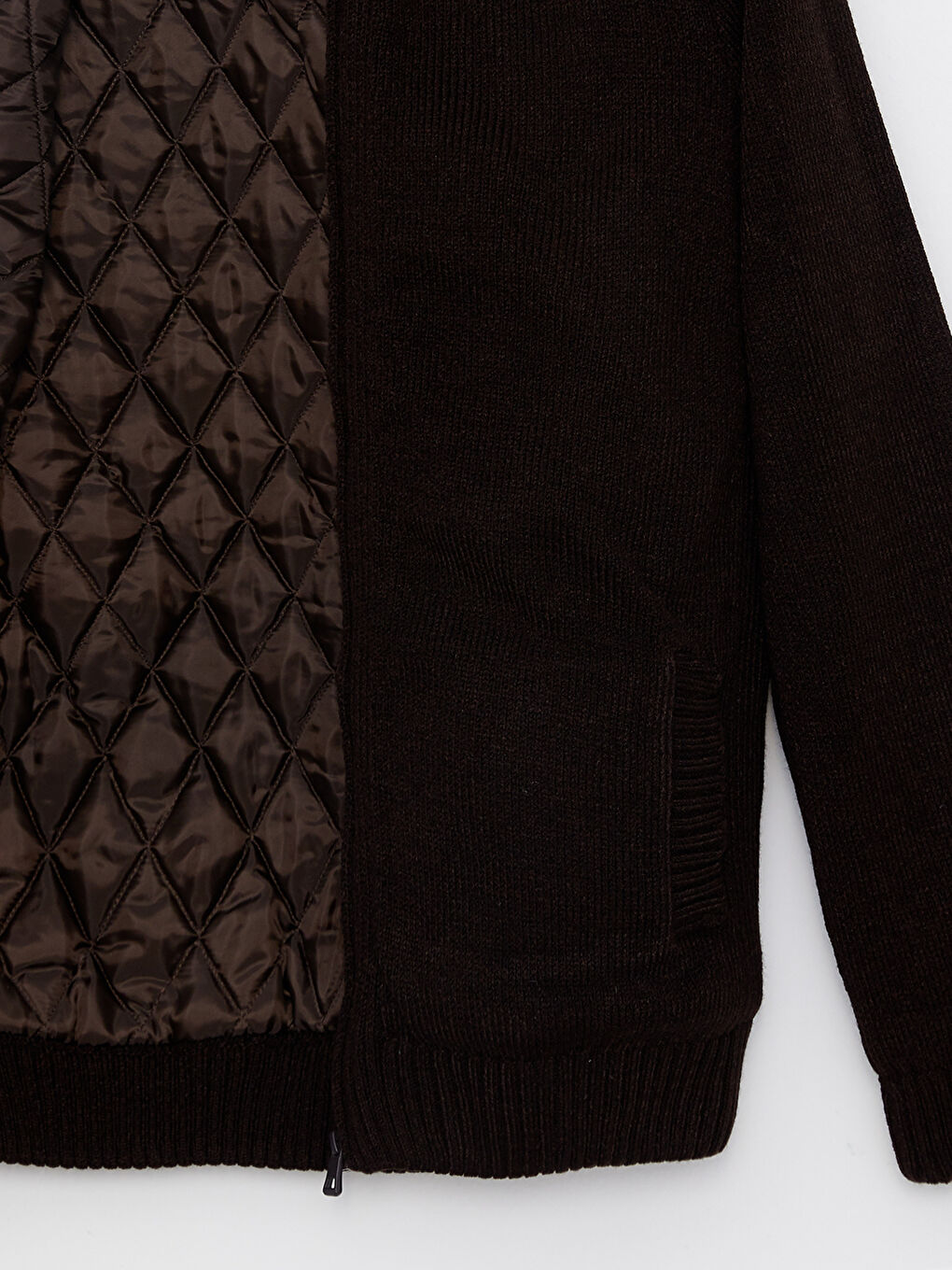 Kahverengi Standart Kalıp Dik Yaka Uzun Kollu Erkek Triko Hırka-7