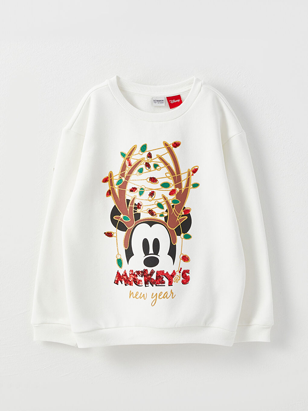 Sweat-shirt pour Filles à Col Rond Imprimé Mickey Mouse Thème Noël Manches Longues
