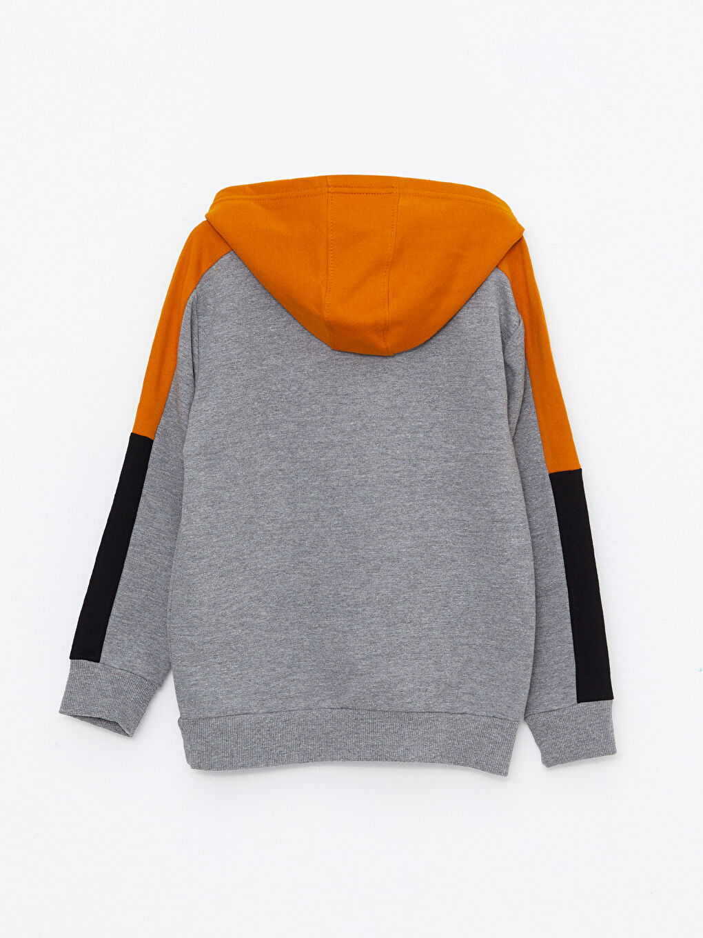 Gri Kapüşonlu Baskılı Uzun Kollu Erkek Çocuk Sweatshirt-1