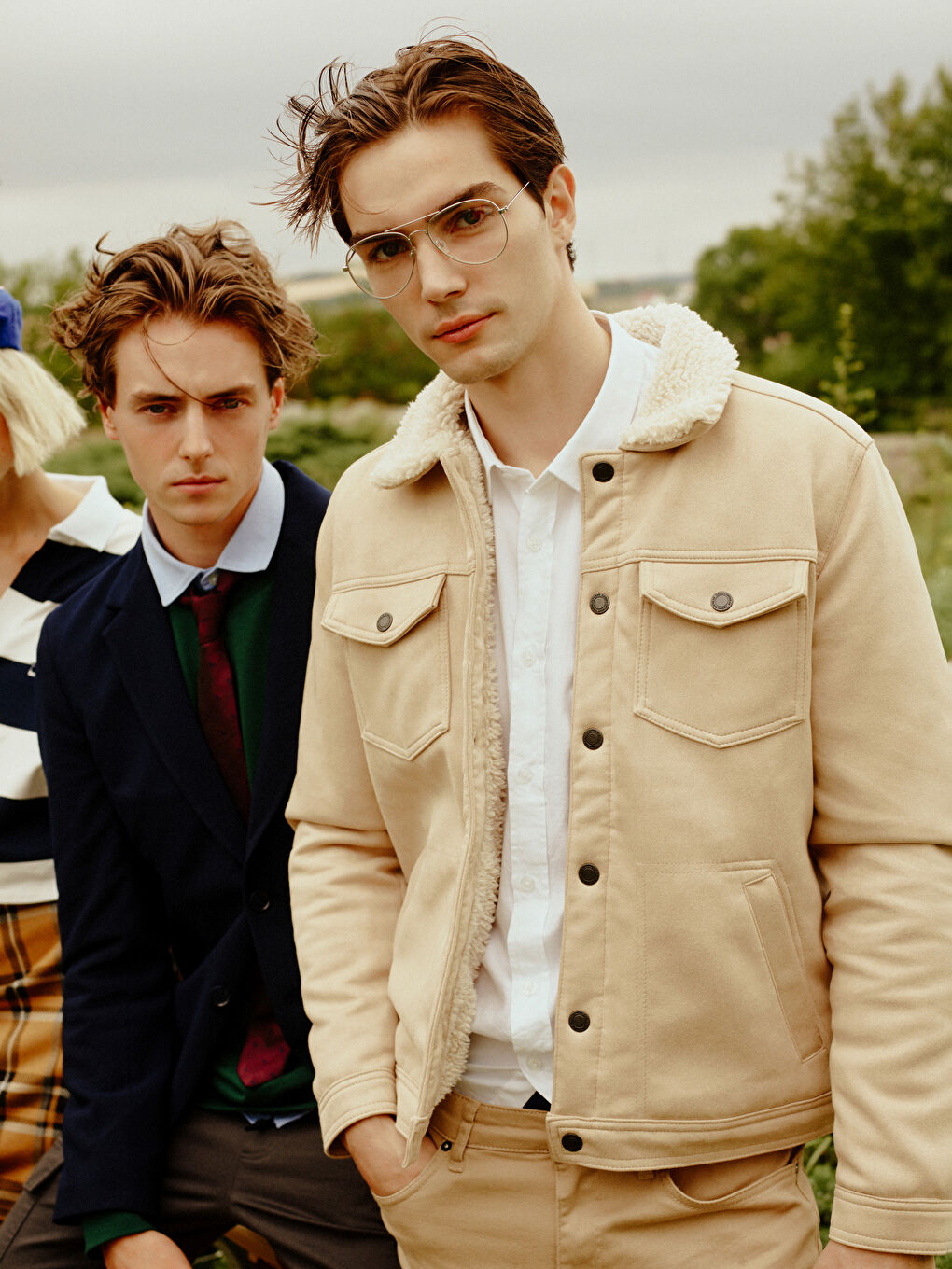 LCW Casual Bej Slim Fit Kürk Yaka Süet Erkek Mont - W26532Z8-HZZ | LCW