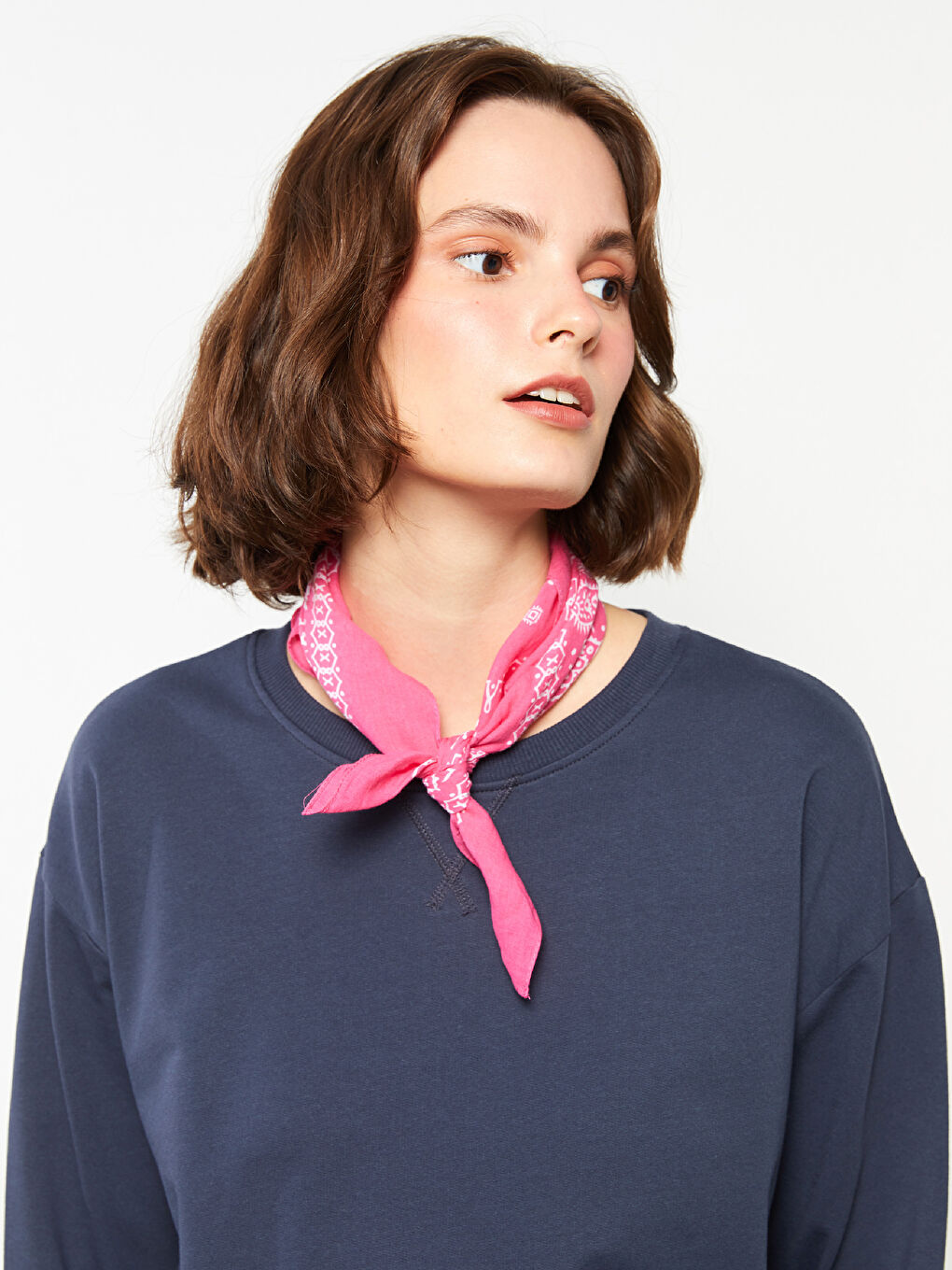 Crew Neck Plain Long Sleeve Women's Sweatshirt-2