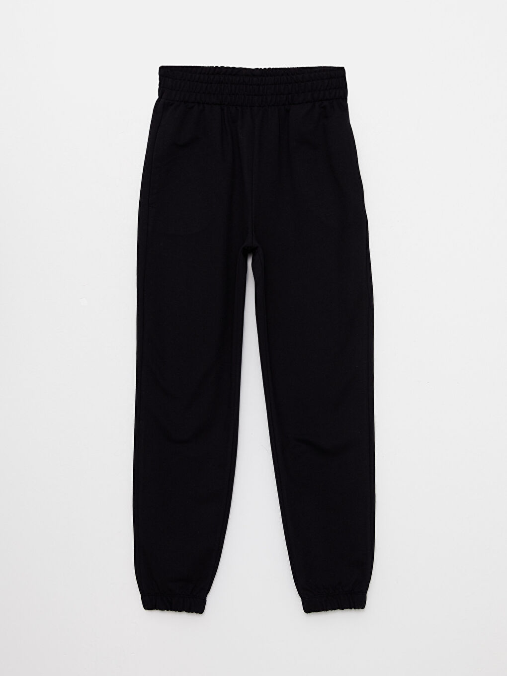 Siyah Kadın Beli Lastikli Düz Jogger Eşofman Altı-5