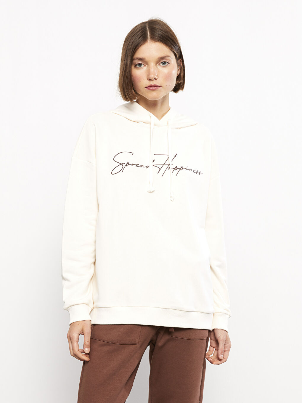 Hooded Printed Long Sleeve Women's Sweatshirt-1